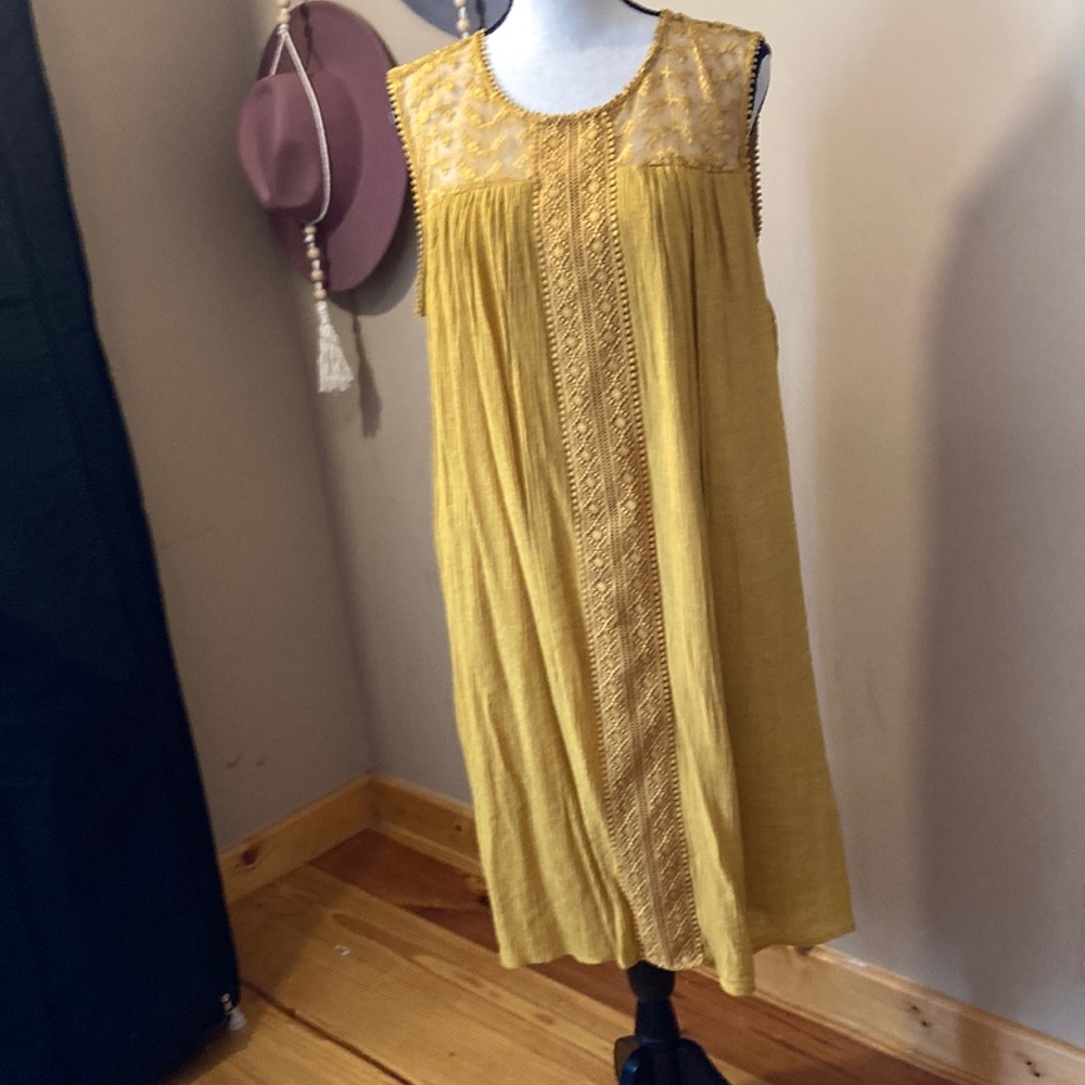 Zac & Rachel Yellow Gold Buttoned Midi Sundress